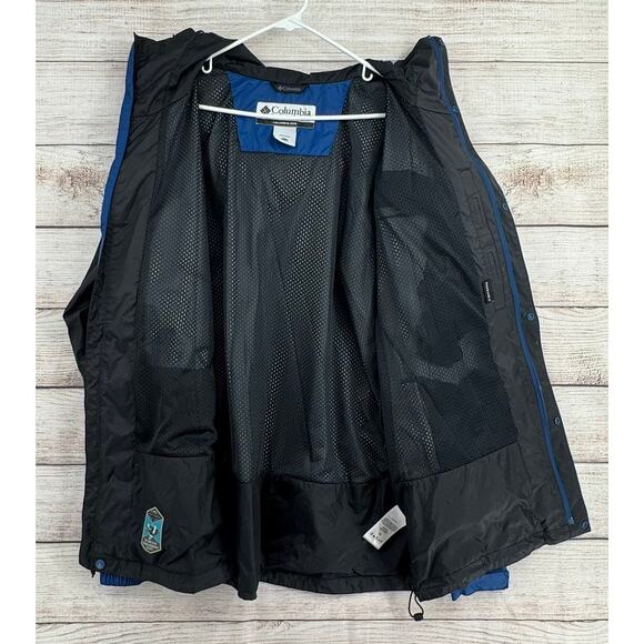 Columbia Omni-Tech Rain jacket Mens XLT Blue Black Full Zip Packable - Picture 3 of 16
